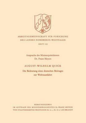 Cover image for Die Bedeutung Eines Deutschen Beitrages Zur Weltraumfahrt