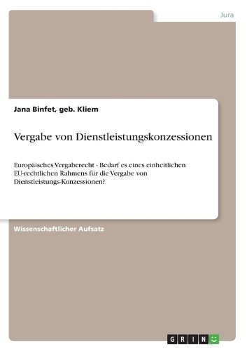 Cover image for Vergabe von Dienstleistungskonzessionen