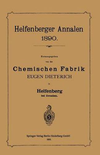 Cover image for Helfenberger Annalen 1890: Chemischen Fabrik