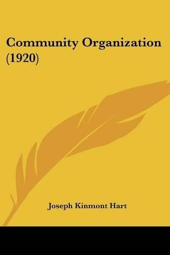 Cover image for Community Organization (1920)