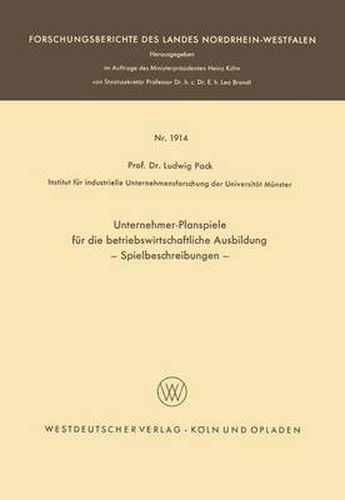 Cover image for Unternehmer-Planspiele Fur Die Betriebswirtschaftliche Ausbildung: Spielbeschreibungen