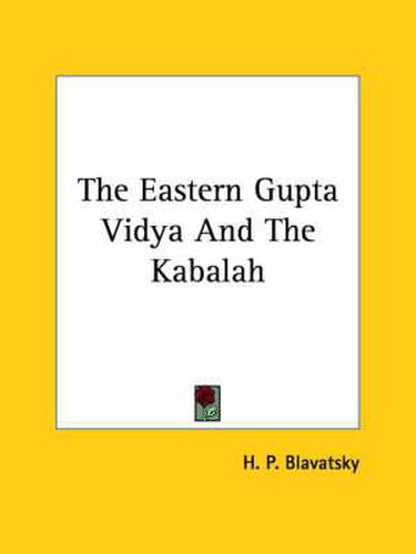 Cover image for The Eastern Gupta Vidya and the Kabalah