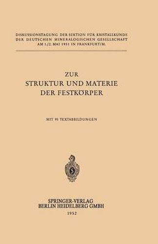 Cover image for Zur Struktur Und Materie Der Festkoerper