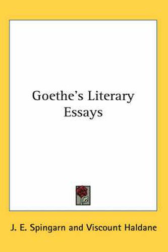 Cover image for Goethe's Literary Essays