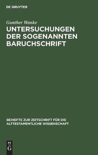 Cover image for Untersuchungen der sogenannten Baruchschrift