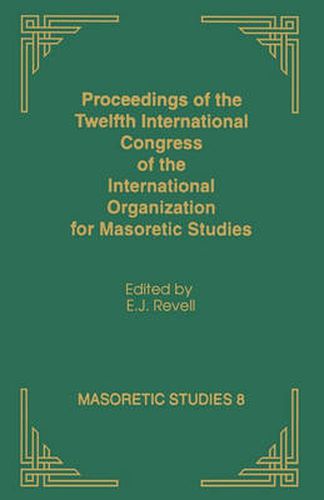 Cover image for Proceedings of the Twelfth International Congress of the International Organization for Masoretic Studies