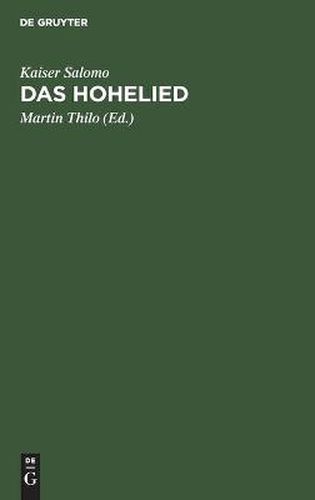 Cover image for Das Hohelied: Neu UEbersetzt Und AEsthetisch-Sittlich Beurteilt