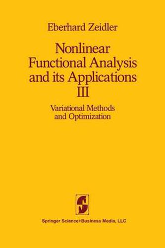 Cover image for Nonlinear Functional Analysis and its Applications: III: Variational Methods and Optimization