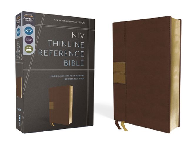 Cover image for NIV, Thinline Reference Bible, Leathersoft, Brown, Red Letter, Comfort Print
