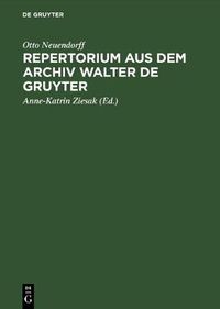 Cover image for Repertorium aus dem Archiv Walter de Gruyter