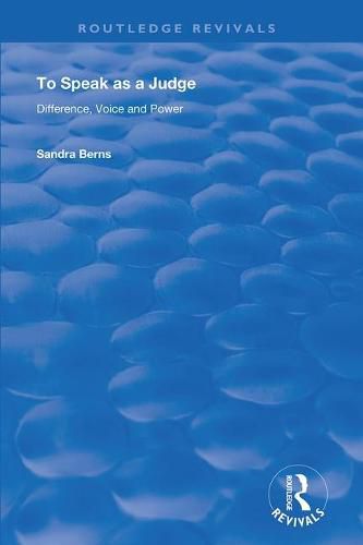 Cover image for To Speak as a Judge: Difference, voice and power