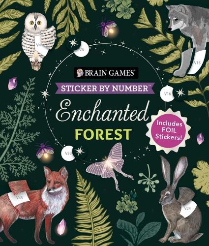 Cover image for Brain Games - Sticker by Number: Enchanted Forest (24 Images to Sticker)
