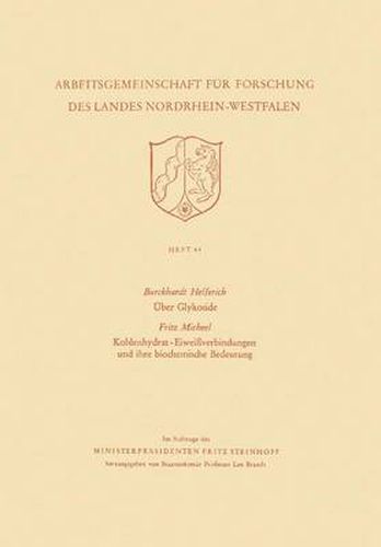 Cover image for UEber Glykoside. Kohlenhydrat-Eiweissverbindungen Und Ihre Biochemische Bedeutung
