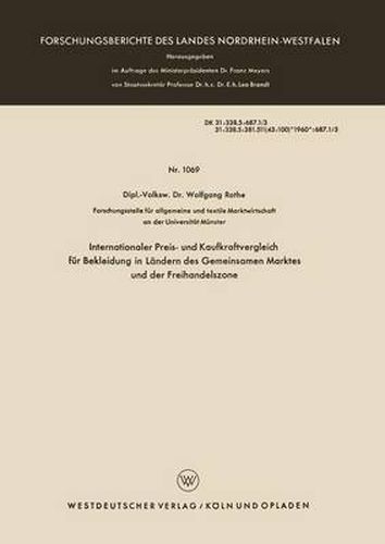 Cover image for Internationaler Preis- Und Kaufkraftvergleich Fur Bekleidung in Landern Des Gemeinsamen Marktes Und Der Freihandelszone