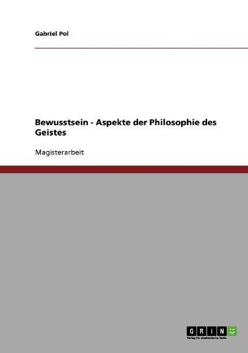 Cover image for Bewusstsein - Aspekte Der Philosophie Des Geistes