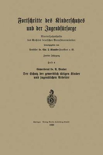 Cover image for Der Schutz Der Gewerblich Tatigen Kinder Und Jugendlichen Arbeiter