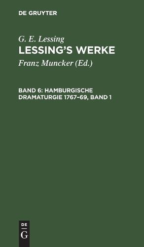 Cover image for Hamburgische Dramaturgie 1767-69, Band 1