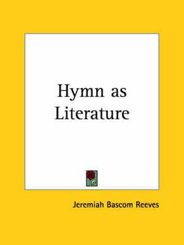 Cover image for Hymn as Literature (1924)