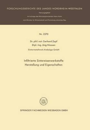 Cover image for Infiltrierte Sintereisenwerkstoffe: Herstellung Und Eigenschaften