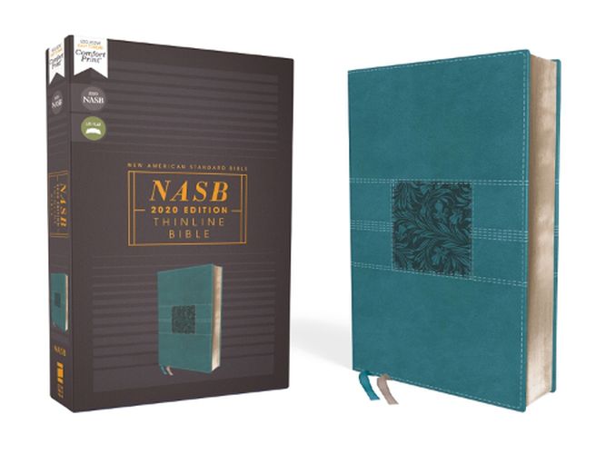 Cover image for NASB, Thinline Bible, Leathersoft, Teal, Red Letter, 2020 Text, Comfort Print