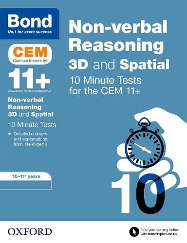 Cover image for Bond 11+: CEM 3D Non-Verbal Reasoning 10 Minute Tests: 10-11 Years