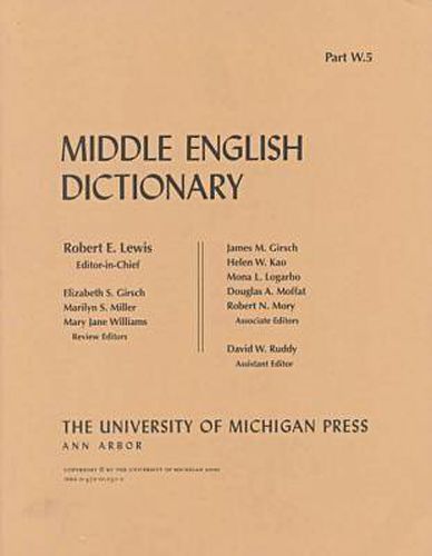 Cover image for Middle English Dictionary: W.5