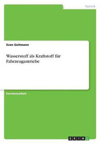 Cover image for Wasserstoff als Kraftstoff fur Fahrzeugantriebe