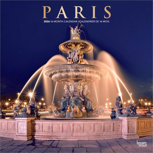 Cover image for Paris 2026 12 X 24 Inch (Hanging) Monthly Square Wall Calendar Foil Stamped Cover English/French Bilingual Plastic-Free