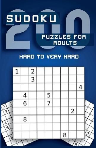 Cover image for Sudoku 200 Puzzles for Adults Hard to Very Hard