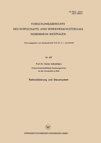 Cover image for Rationalisierung Und Steuersystem