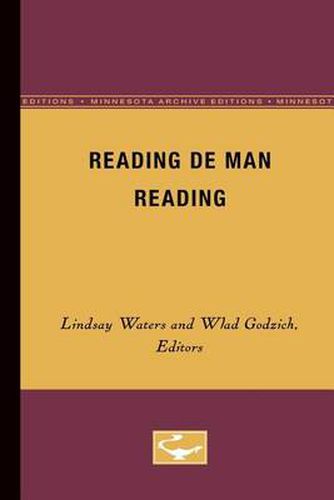 Cover image for Reading De Man Reading