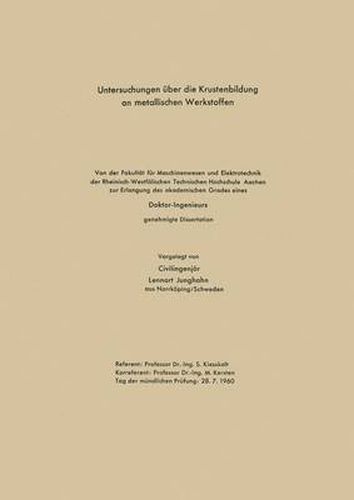 Cover image for Untersuchungen Uber Die Krustenbildung an Metallischen Werkstoffen