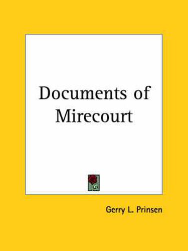 Cover image for Documents of Mirecourt