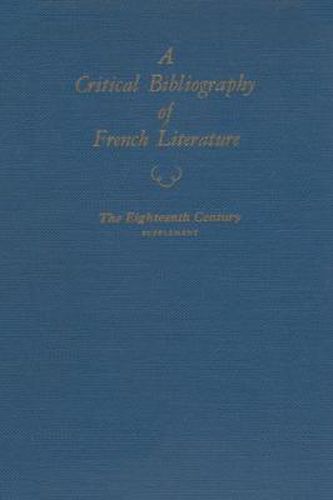 Cover image for Critical Bibliography of French Literature