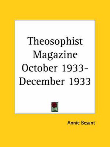 Cover image for Theosophist Magazine (October 1933-December 1933)