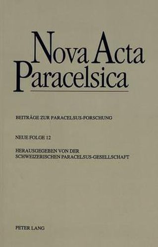 Cover image for Nova ACTA Paracelsica