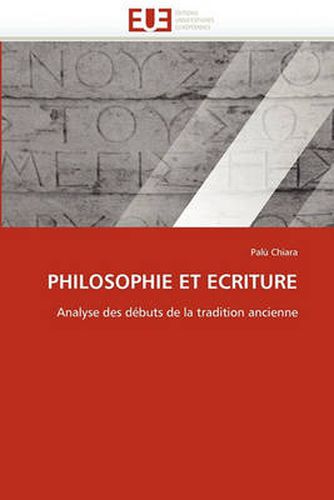 Cover image for Philosophie Et Ecriture