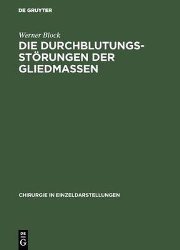 Cover image for Die Durchblutungsstoerungen der Gliedmassen