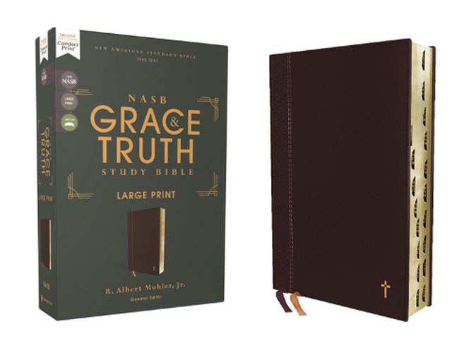 NASB, The Grace and Truth Study Bible, Large Print, Leathersoft, Maroon, Red Letter, 1995 Text, Thumb Indexed, Comfort Print