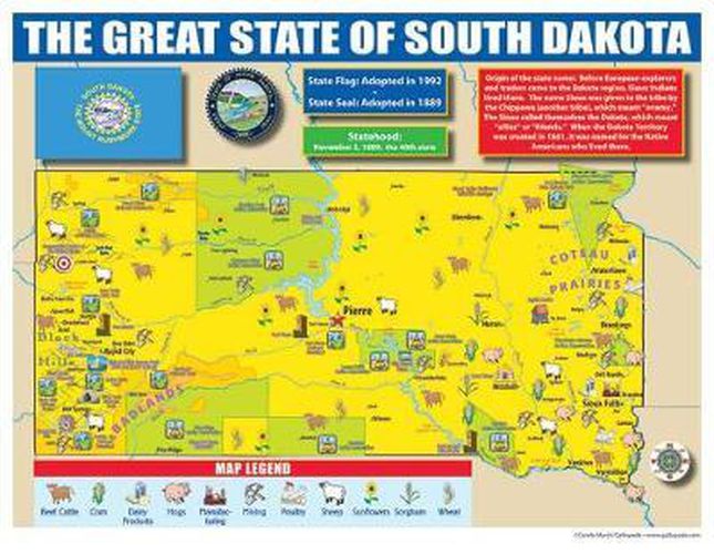 South Dakota State Map for Students - Pack of 30