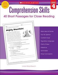 Cover image for Comprehension Skills: 40 Short Passages for Close Reading: Grade 4