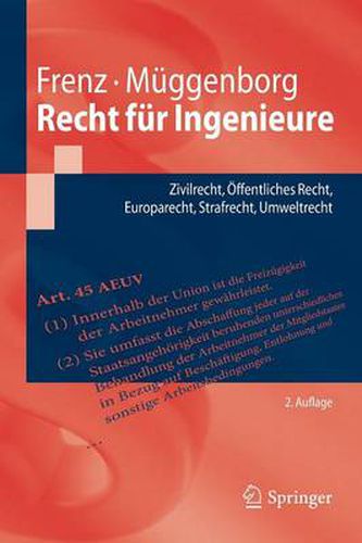 Cover image for Recht fur Ingenieure: Zivilrecht, OEffentliches Recht, Europarecht, Strafrecht, Umweltrecht