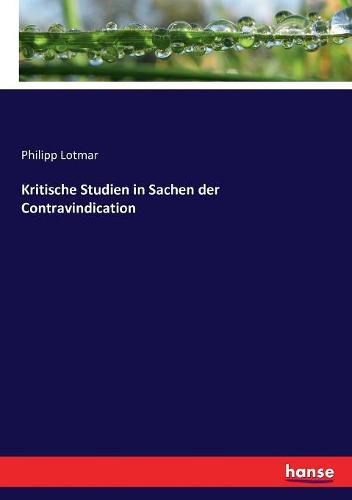 Cover image for Kritische Studien in Sachen der Contravindication