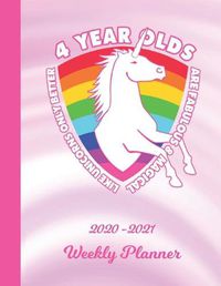 Cover image for Weekly Planner: 4 Year Old 4th B-Day Pink 1 Year Organizer (12 Months) - 2020 - 2021 - I'm Four Appointment Calendar Schedule - 52 Week Pages for Planning - January 20 - December 20 - Plan Each Day, Set Goals & Get Stuff Done