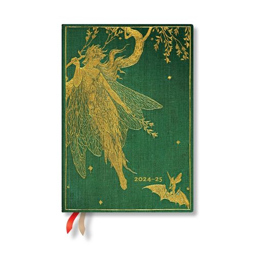 Paperblanks 2024-2025 Weekly Planner Olive Fairy Lang Fairy Books 18-Month Flexis MIDI Horizontal Elastic Band 224 Pg 80 GSM