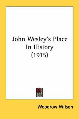 Cover image for John Wesley's Place in History (1915)