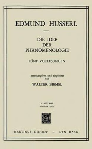 Cover image for Die Idee der Phanomenologie: Funf Vorlesungen