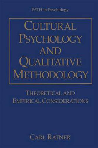 Cover image for Cultural Psychology and Qualitative Methodology: Theoretical and Empirical Considerations