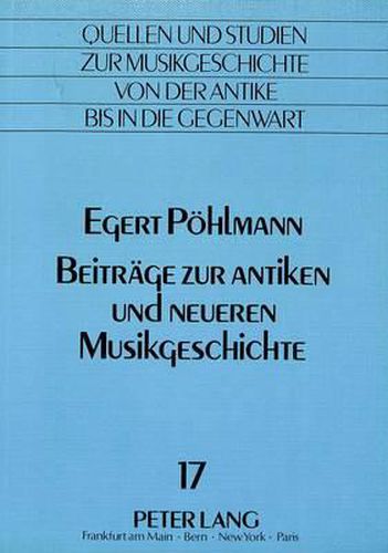 Cover image for Beitraege Zur Antiken Und Neueren Musikgeschichte