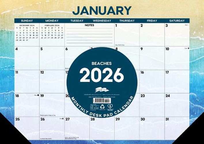 Cover image for Beaches 2026 17 X 12 Small Monthly Deskpad